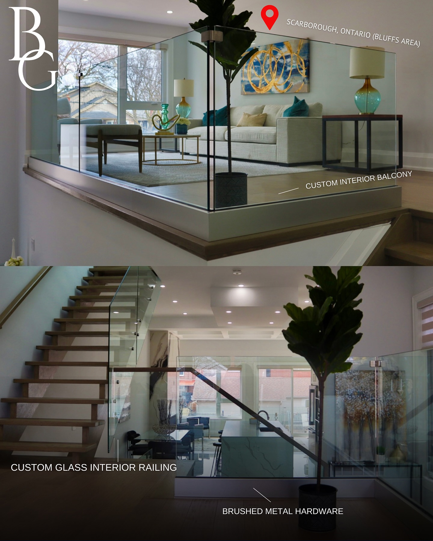 Custom Glass Interior Balcony – Scarborough, ON